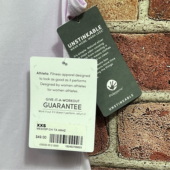 Athleta unstinkable mesh back tank top lavender purple NWT Sz.XXS - Picture 3 of 6